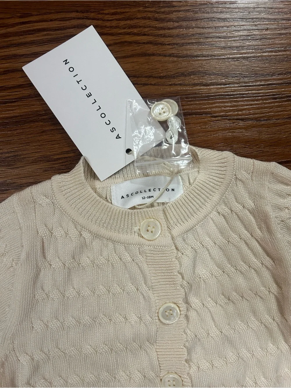 SD Collection Cream Cable-Knit Button Cardigan Sweater